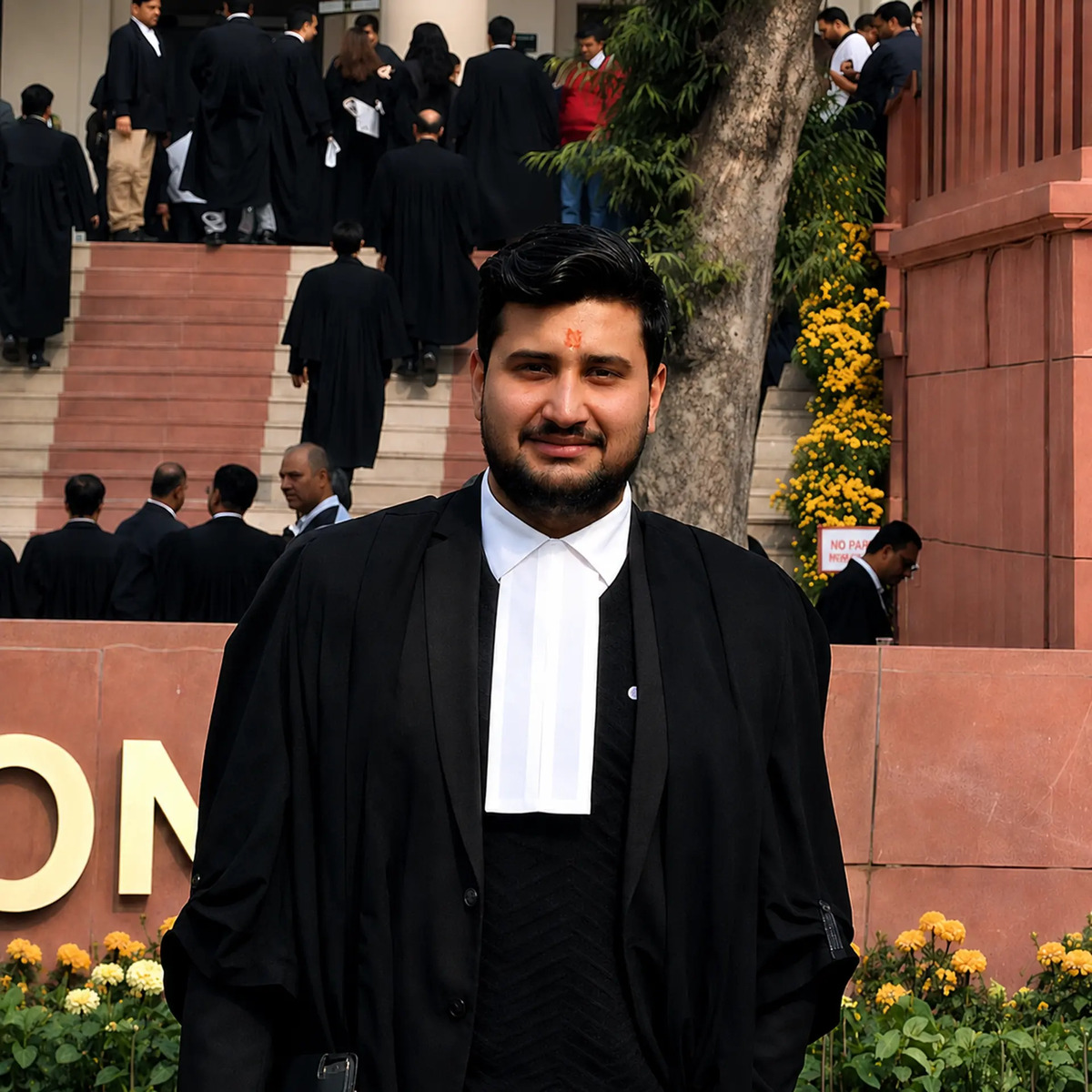 Advocate Dhruv Singh outside court